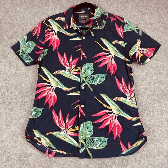 Bonobos Other - Bonobos Floral Button Down Shirt Mens Medium Navy Blue Slim Fit Short Sleeve
